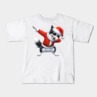 Christmas Border Collie Dog Dabbing Dance Kids T-Shirt